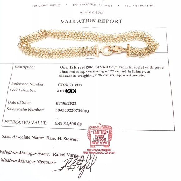 Authentic! Cartier Agrafe 18k Rose Gold Diamond Link Bracelet Size 17 Paper - Picture 3 of 12